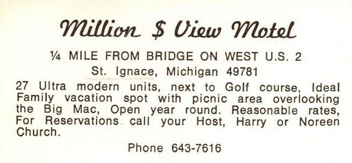 Million Dollar View Motel - Vintage Postcard View (newer photo)